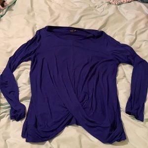 Drape front long sleeve top